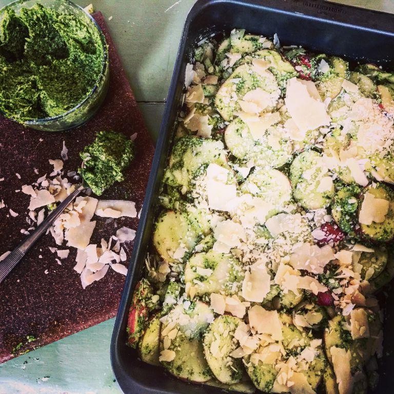 Baked Amaranth Leaves with Cheese