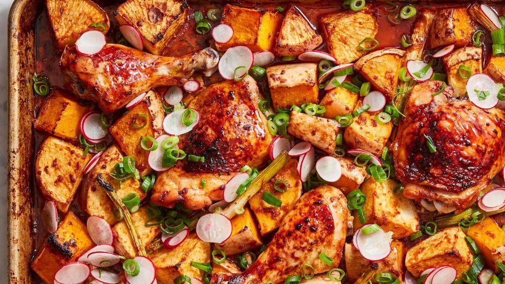 Baked Asian Chicken with Glazed Vegetables