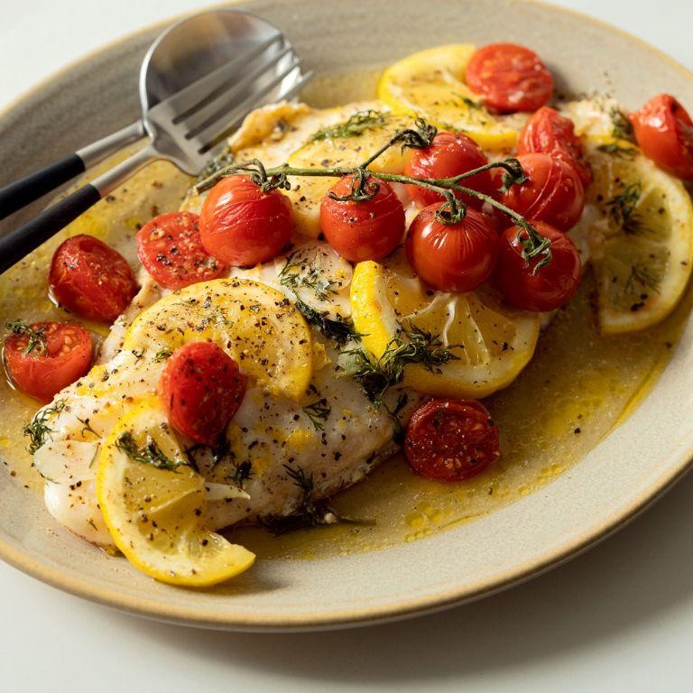 Baked Basa with Lemon Dill Sauce