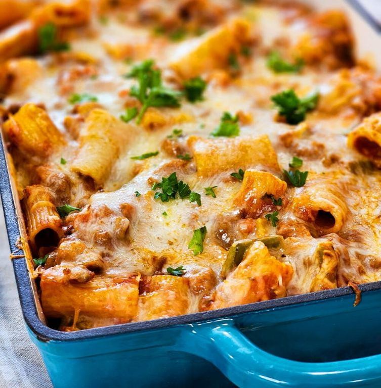 Baked Bratwurst Pasta with Cheese