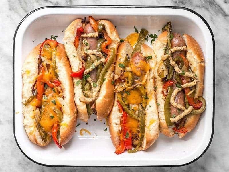 Baked Bratwurst with Bell Peppers