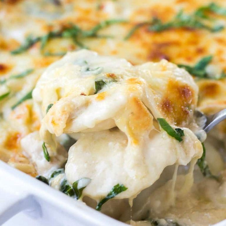Baked Chicken Alfredo and Spinach Ravioli