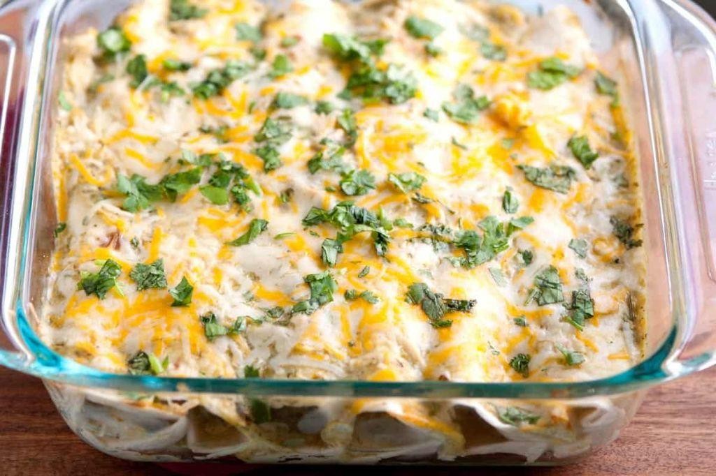 Baked Chicken Enchiladas with Salsa Verde