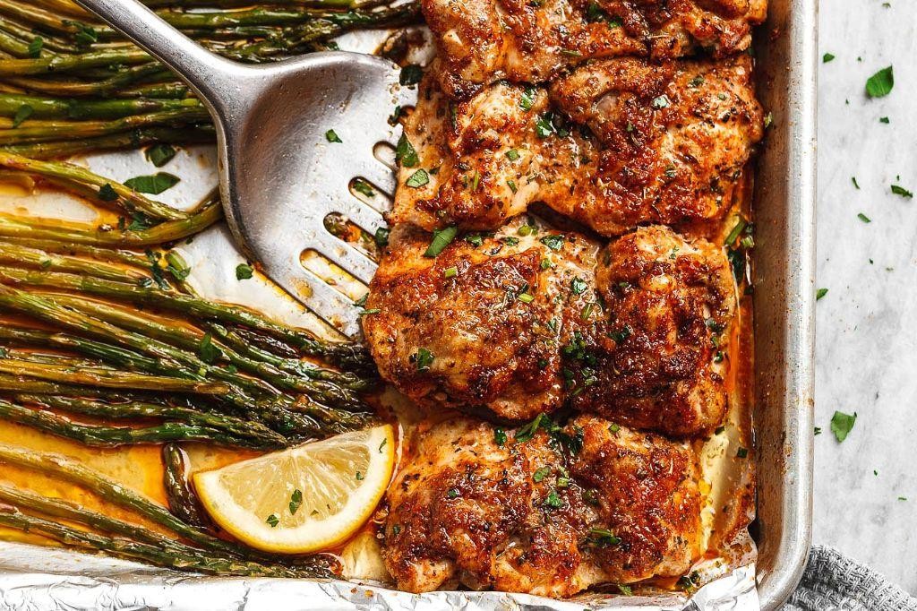 Baked Chicken Thighs with Asparagus