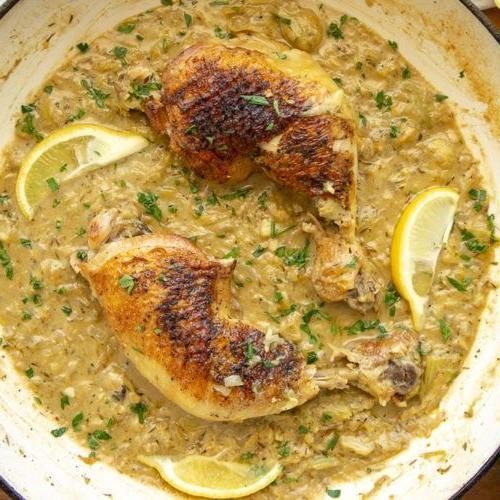 Baked Chicken with Artichoke Lemon Sauce