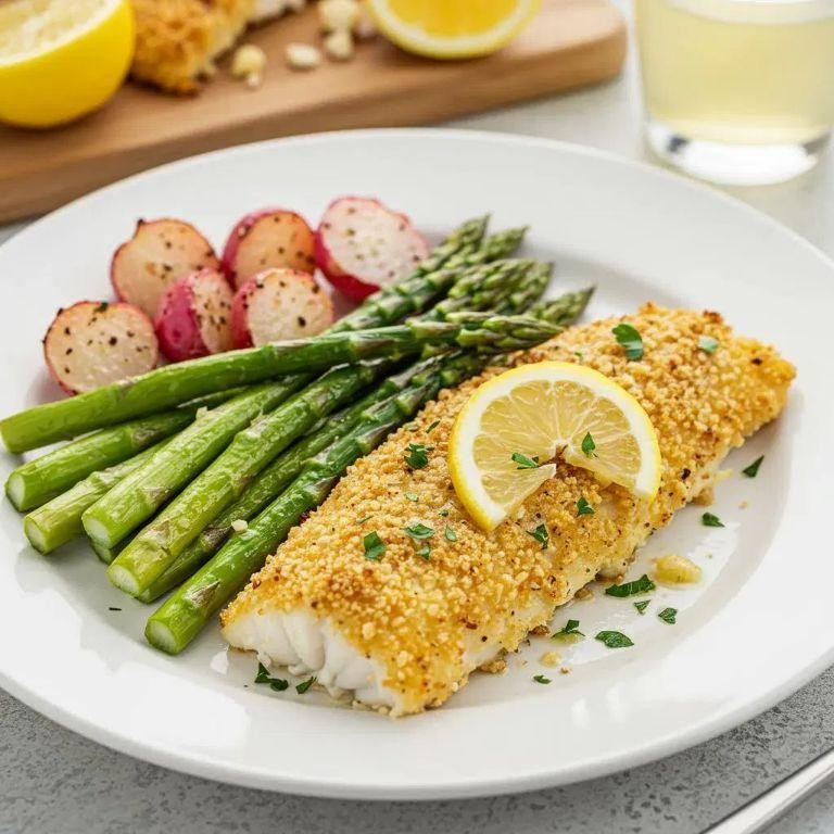 Baked Cod with Parmesan and Asparagus
