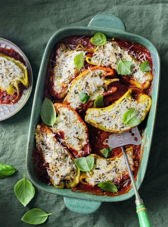 Baked Cubanelle Peppers with Cheese and Basil