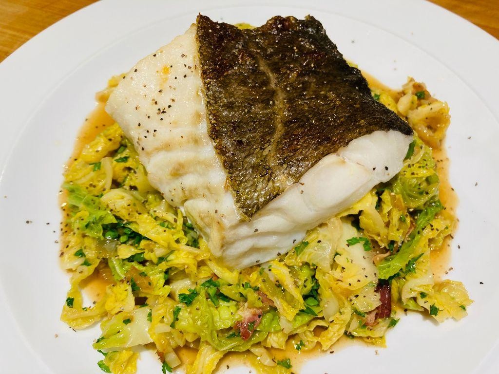 Baked Fish Fillets with Savory Cabbage
