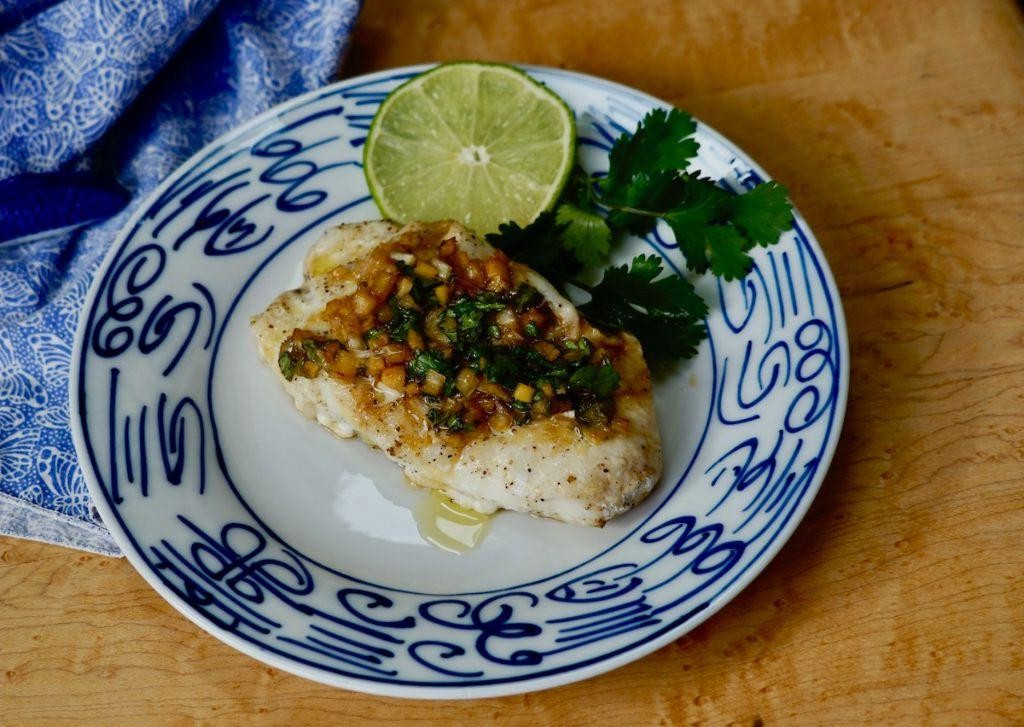 Baked Fish with Sofrito and Lime