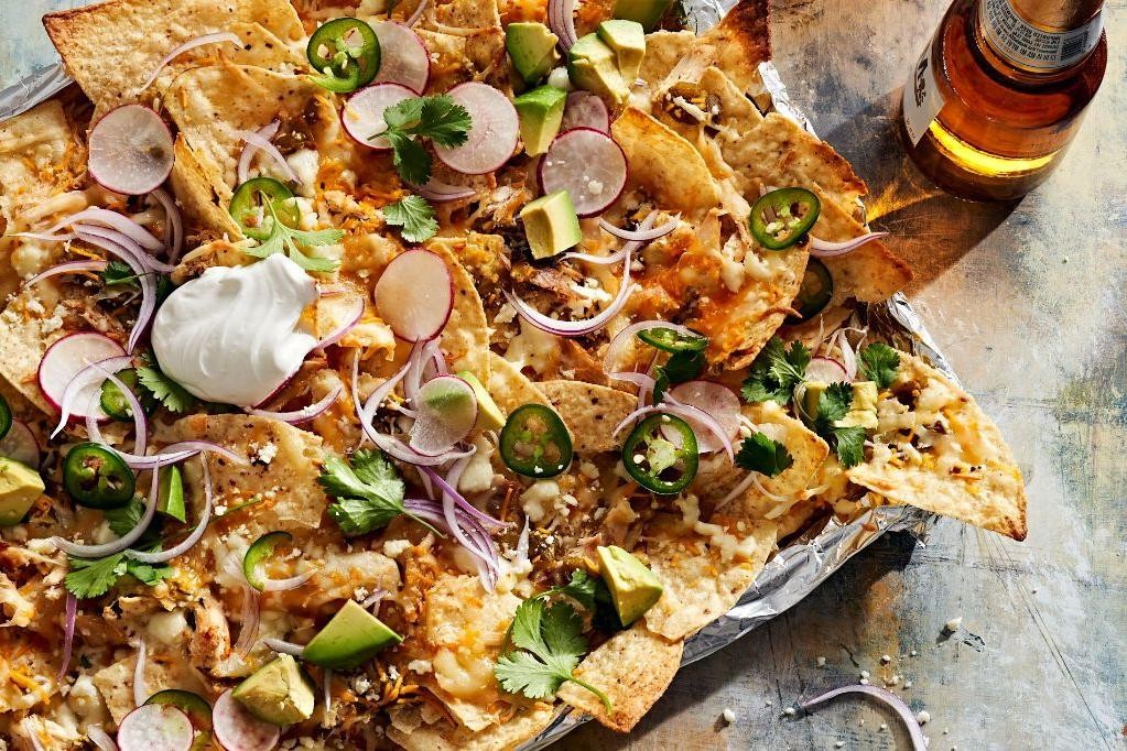 Baked Hatch Chili Chicken Nachos