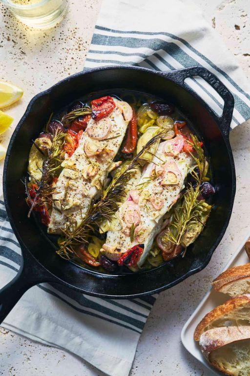 Baked Pacific Halibut with Garlic and Rosemary