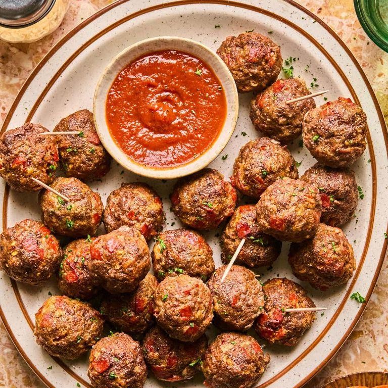 Baked Pizza Sauce Meatballs