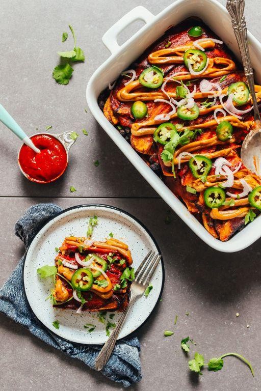 Baked Plantain and Black Bean Enchiladas
