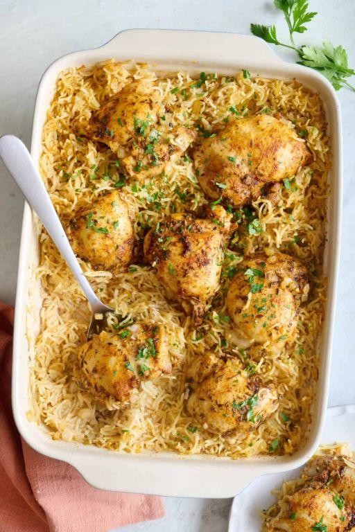 Baked Rice with Corn and Chicken