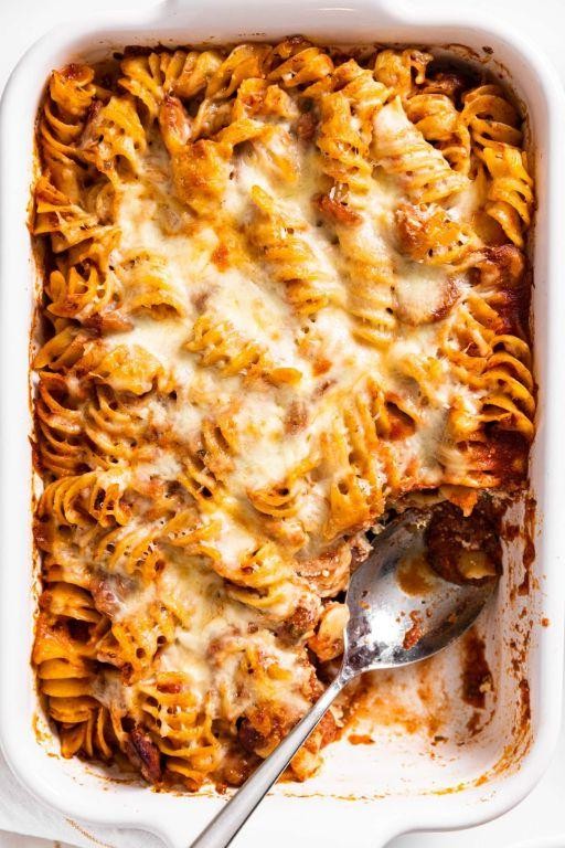 Baked Rotelle with Marinara and Mozzarella