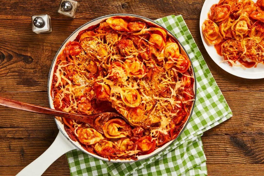 Baked Shrimp Tortellini in Marinara Sauce