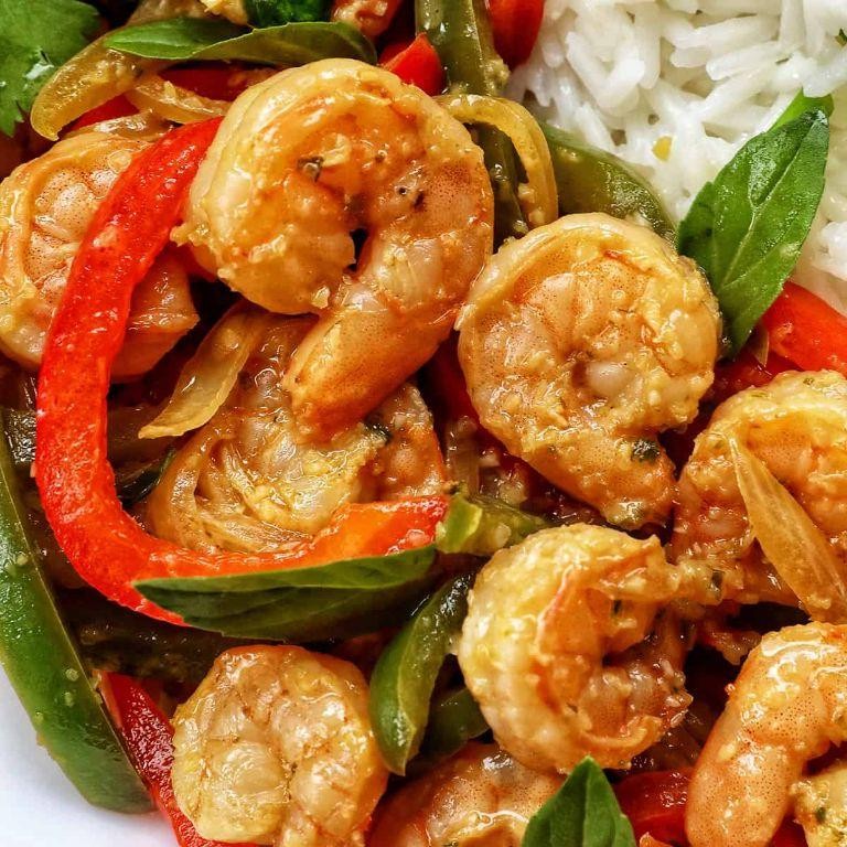 Baked Thai Basil Shrimp with Sweet Chili Sauce