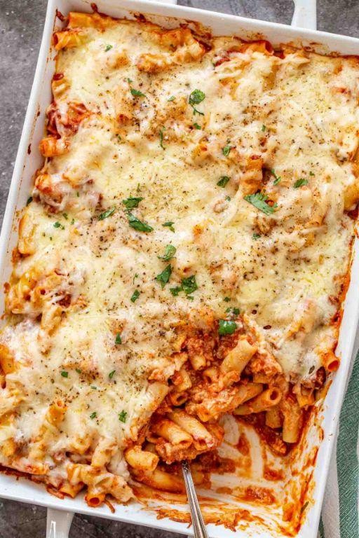 Baked Ziti with Ricotta and Mozzarella