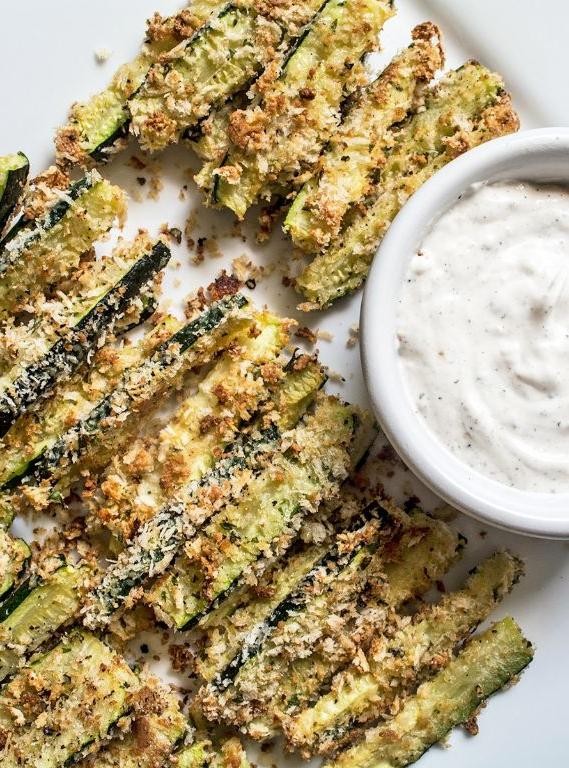 Baked Zucchini Chips with Herb Aioli