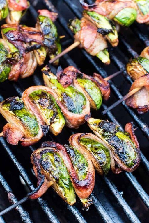 Balsamic Bacon Brussel Sprout Skewers