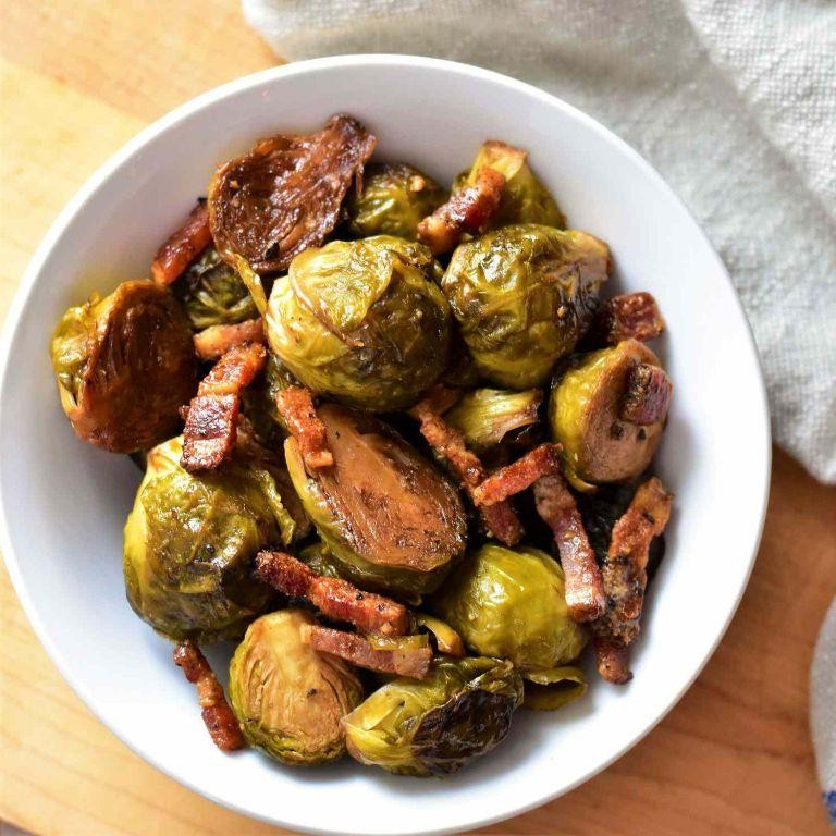 Balsamic Glazed Brussel Sprouts with Peppered Bacon