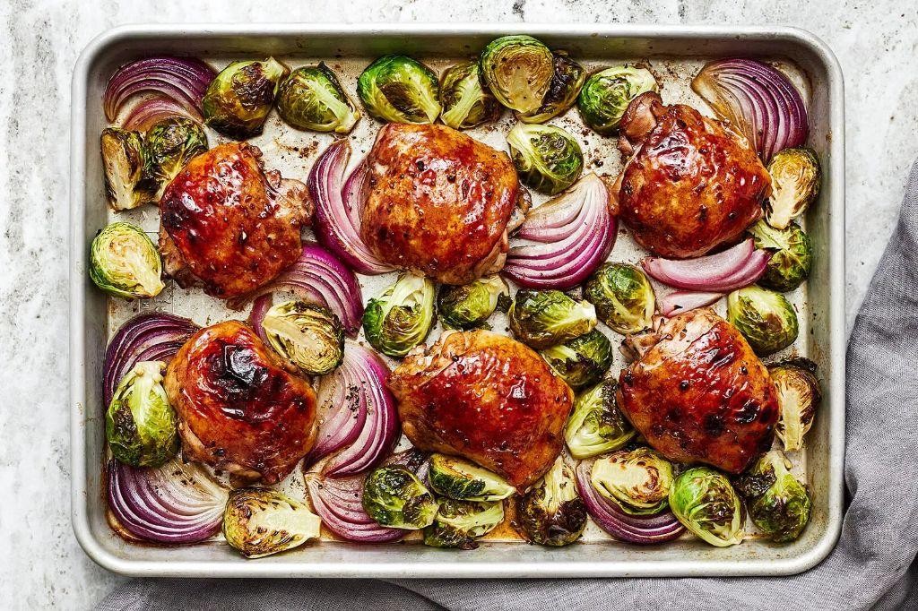 Balsamic Glazed Brussels Sprouts and Chicken