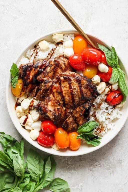 Balsamic Glazed Chicken and Herbed Rice