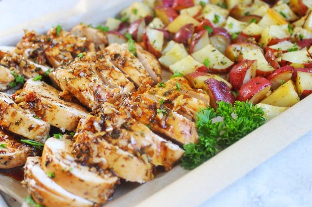 Balsamic Glazed Chicken with Herbed Potatoes