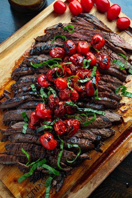 Balsamic Glazed Flank Steak Cooked in a Pan