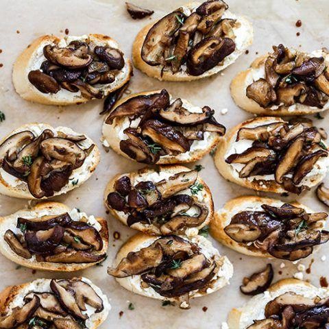 Balsamic Mushroom and Goat Cheese Crostini