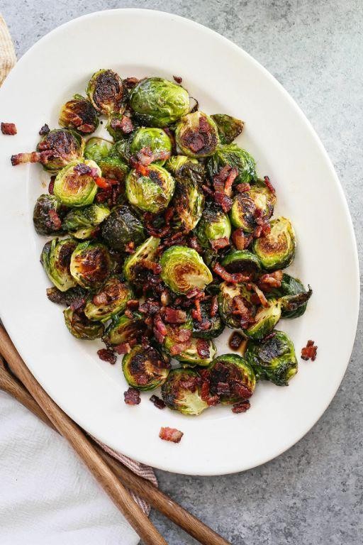 Balsamic Roasted Brussel Sprouts with Bacon Bits
