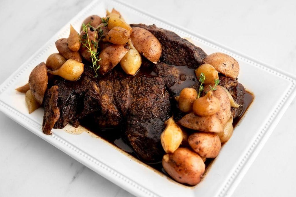 Balsamic-Glazed Chuck Roast with Pearl Onions