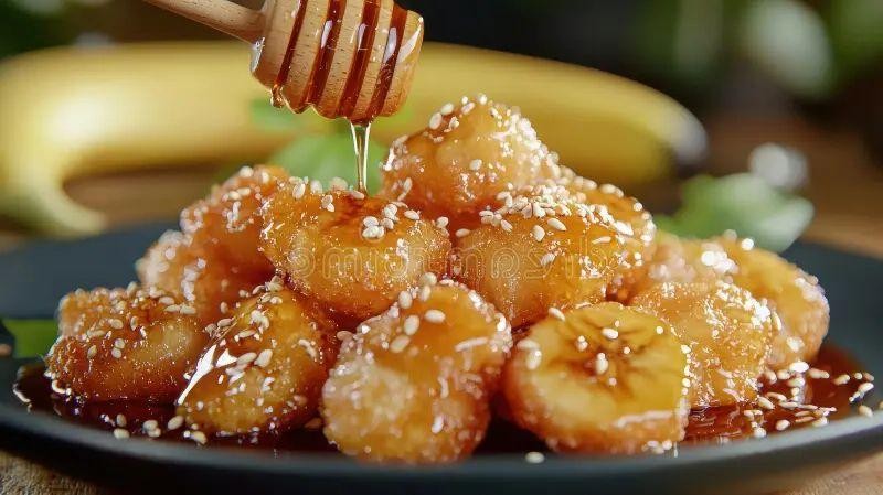 Banana Fritters in Honey Glaze