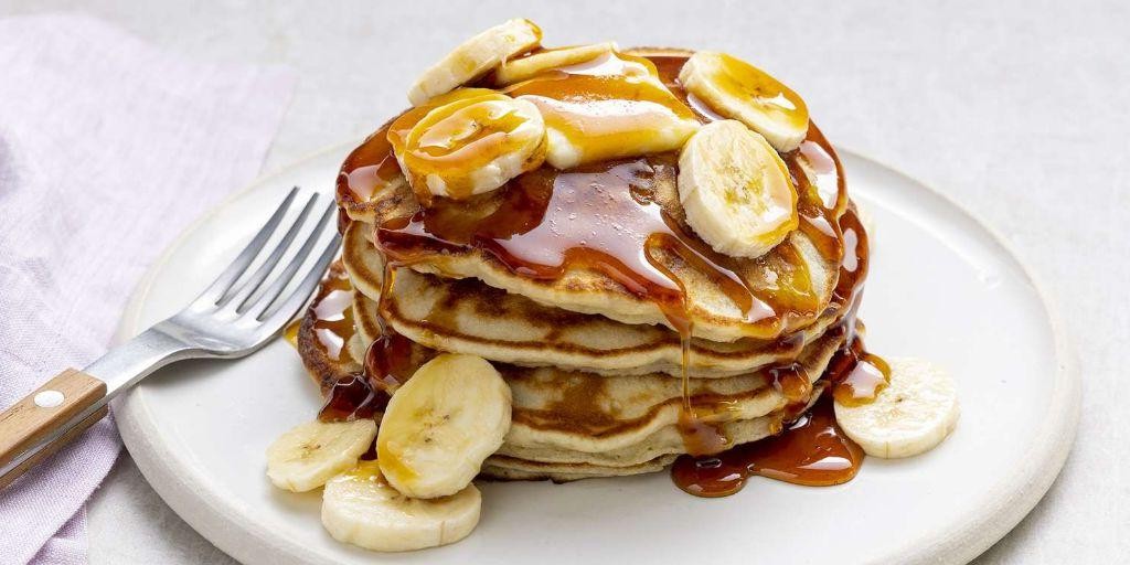 Banana Pancakes with Maple Syrup Drizzle