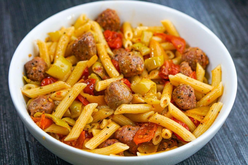 Banana Pepper and Sausage Pasta