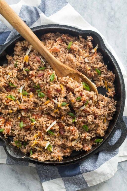 Barbecue Bacon Burger Rice Dish