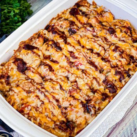 Barbecue Chicken Noodle Hotdish