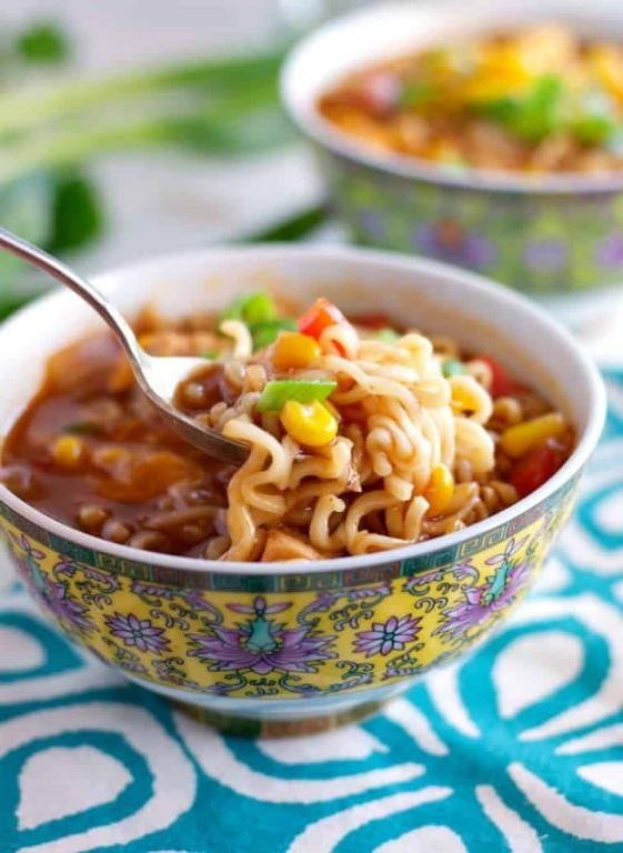 Barbecue Chicken Ramen Casserole
