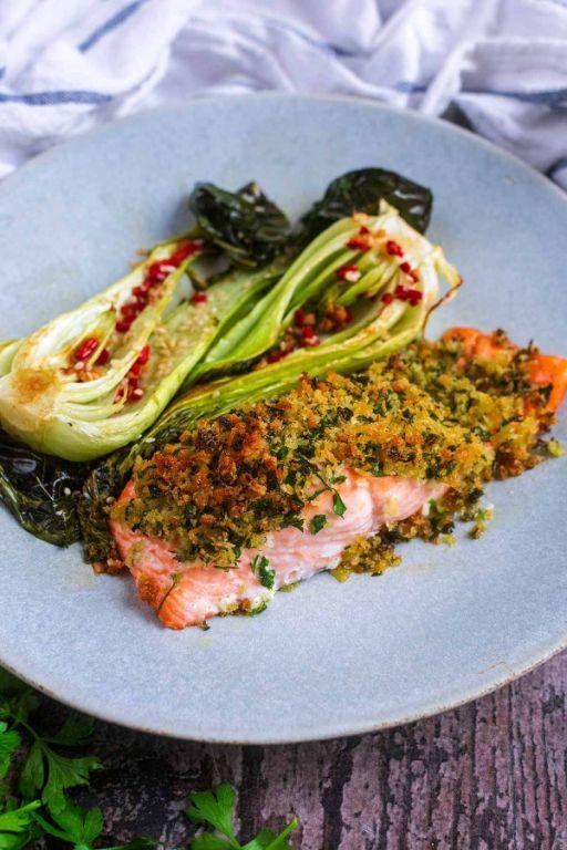 Basil Herb Crusted Salmon Steaks