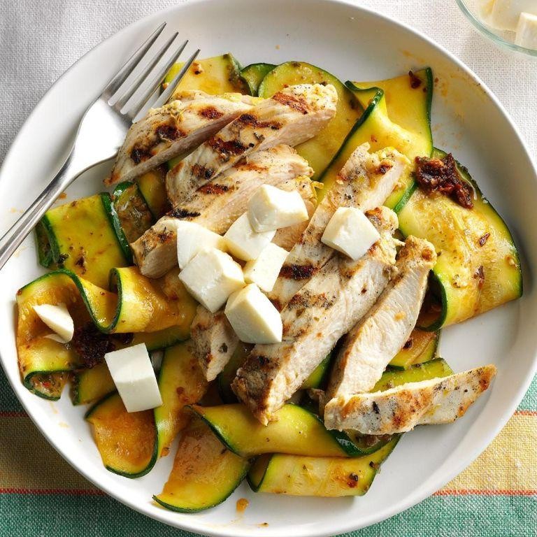 Basil Pesto Chicken with Zucchini Ribbons