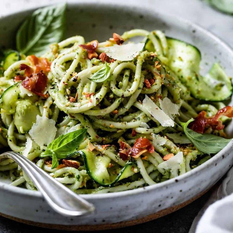 Basil Pesto Pasta with Grilled Zucchini