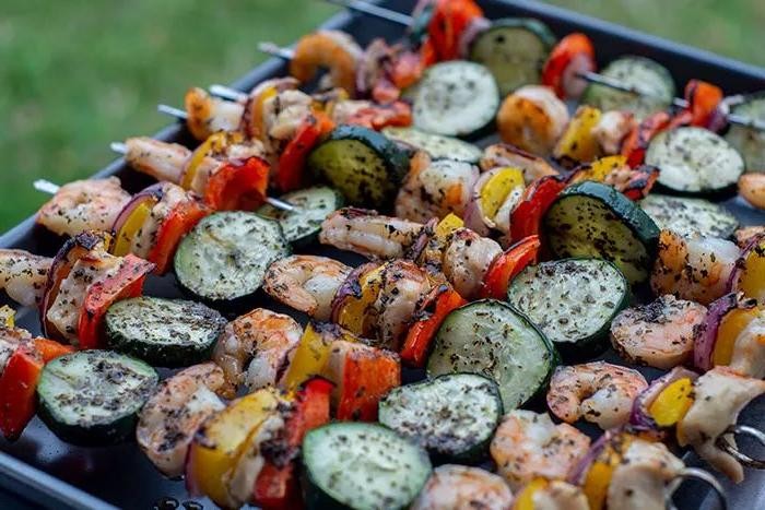 Basil Shrimp and Summer Squash Kabobs