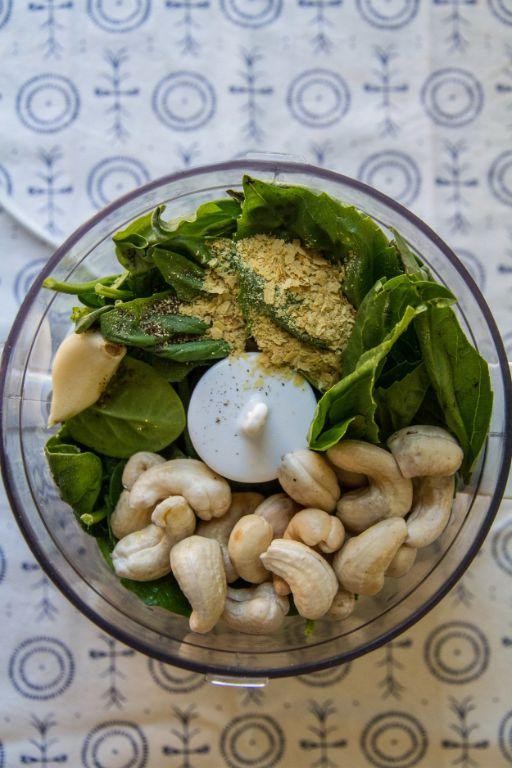 Basil Spinach Pesto with Cashews
