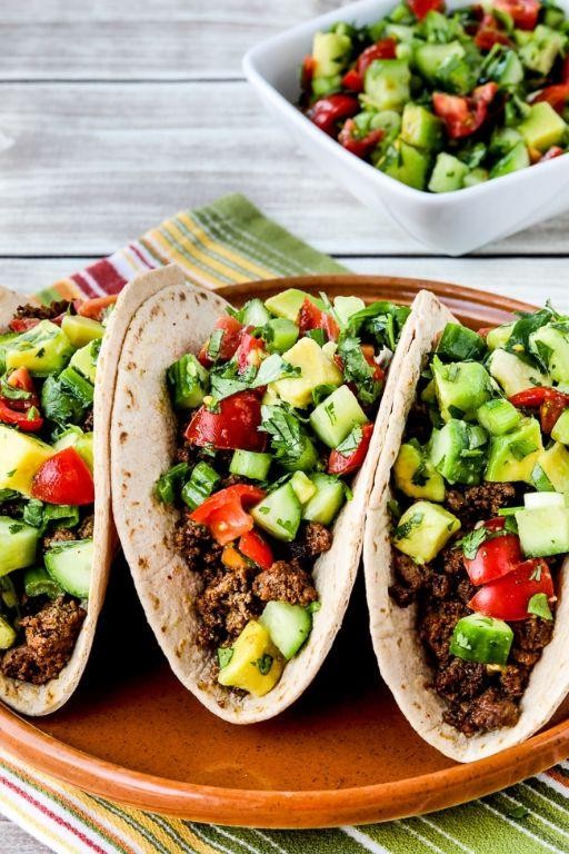 Beef Tacos with Avocado Salsa