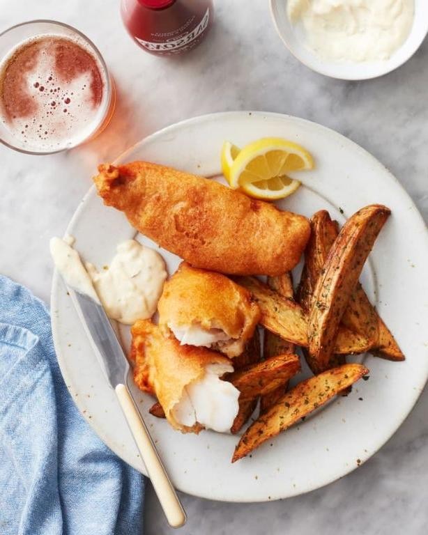 Beer-Battered Pickerel with Homemade Chips