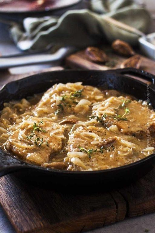 Beer-Braised Pork Tips with Onions