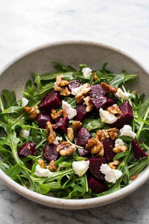 Beet and Arugula Salad with Goat Cheese and Walnuts