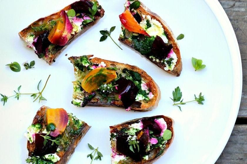Beet and Goat Cheese Open-Face Sandwich