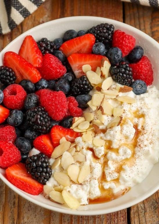 Berry Cottage Cheese Salad with Honey Drizzle