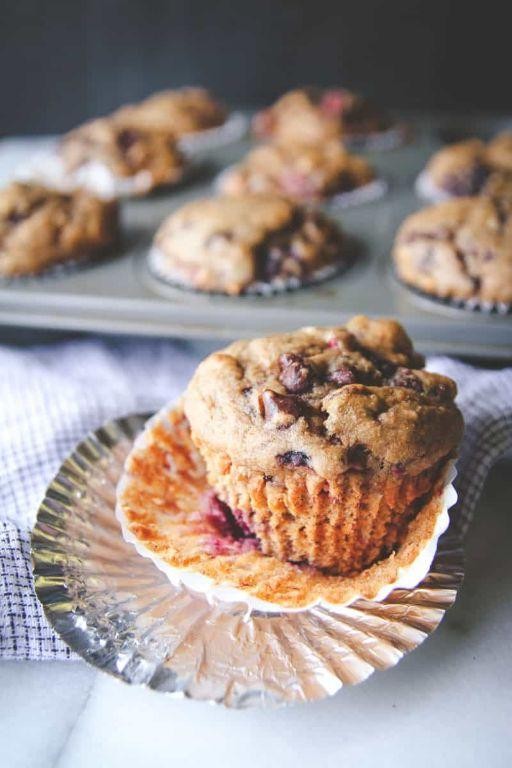 Berry-infused Banana Chocolate Chip Muffins